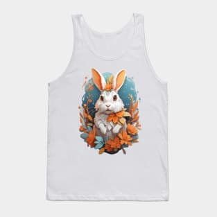 Cute Rabbit With Fantasy Flowers Splash Tank Top